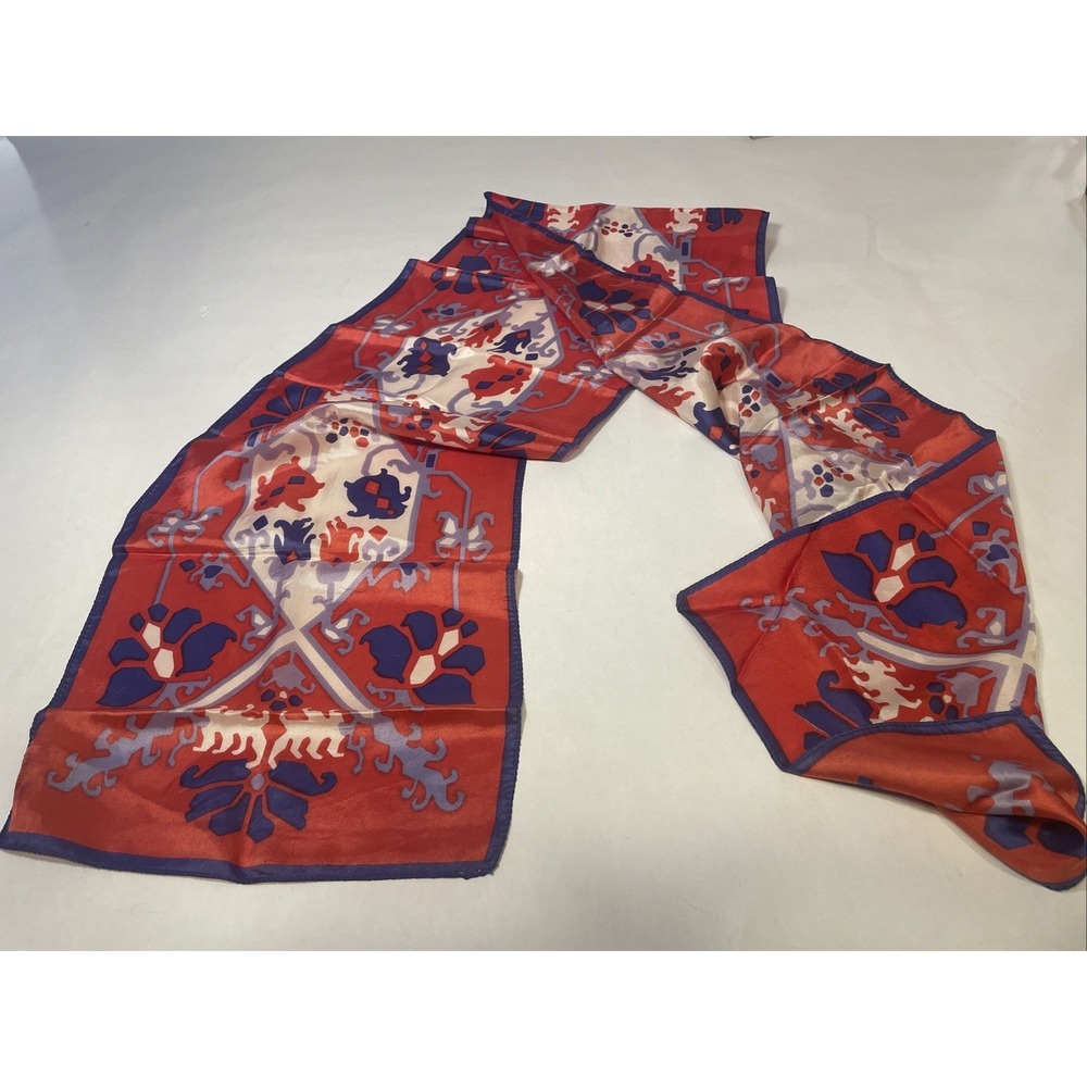 Women's Vintage Neck Scarf 60 X 10 Made In Italy 100% Acetate
